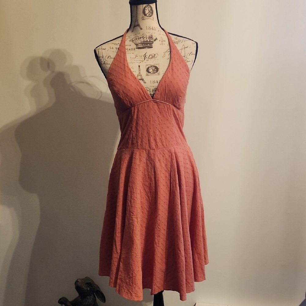 My Michelle Backless Halter Dress in Coral